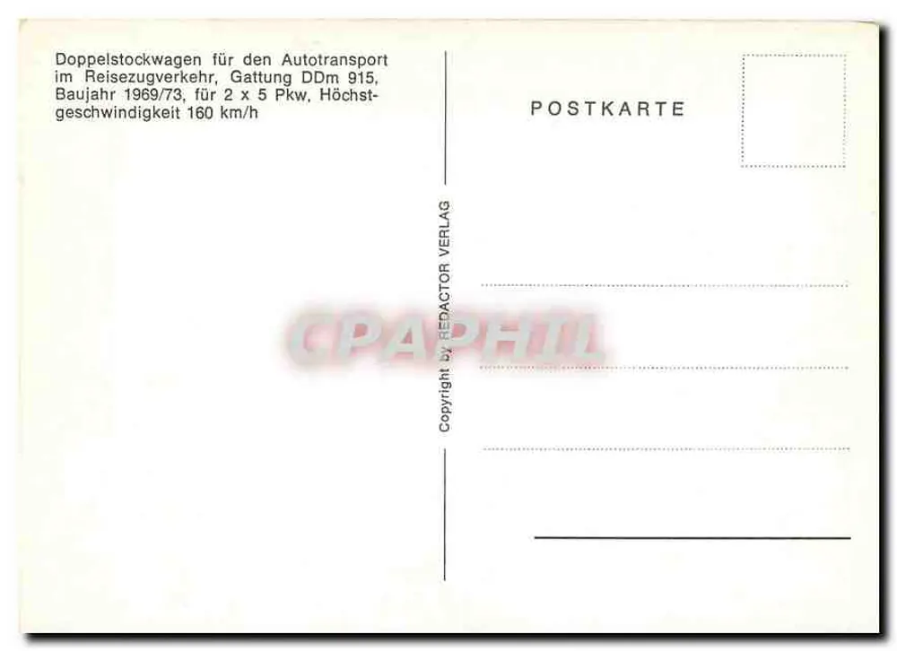 Doppelstockwagen für Autoverkehr — Typ DDm 915, Verlag Redactor Verlag - Rückseite