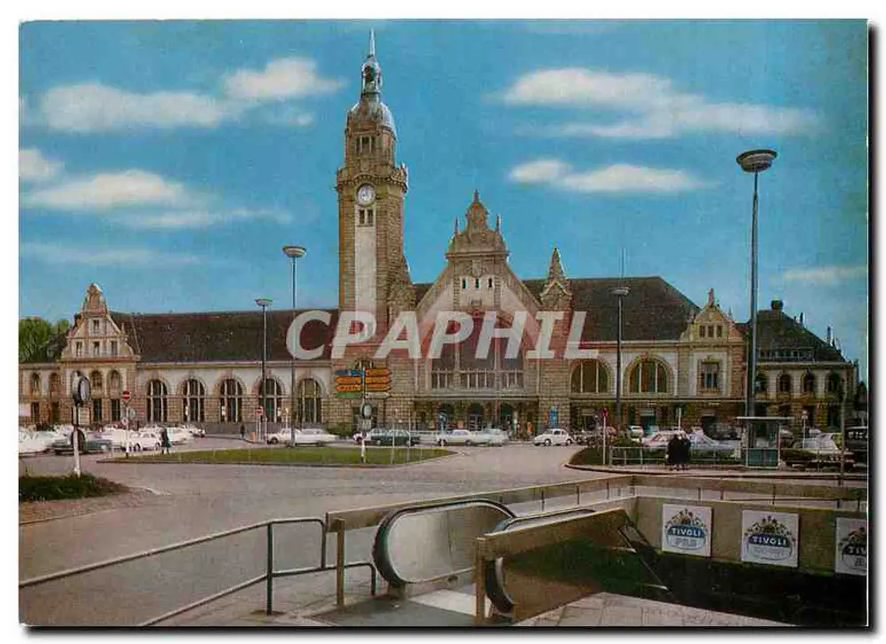 Estação de Krefeld — vista do prédio principal com seu relógio — Werbegestaltung Krebs, Krefeld-Bockum, n° 0334 - Frente