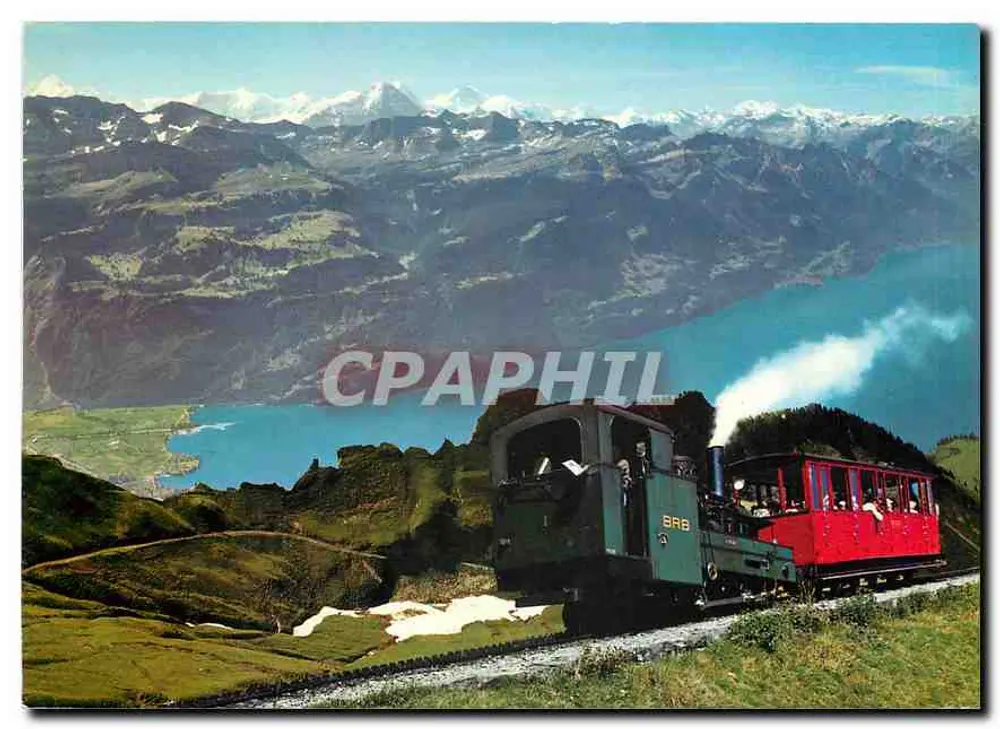 Train à vapeur BRB — Brienzersee et Berner Alpes — Photoglob-Wehrli AG Zürich - Recto