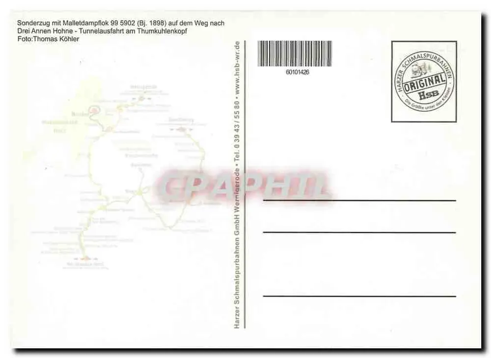 भाप ट्रेन 99 5902 — थम्कुहलेनकॉप्फ पर टनल यात्रा — हार्जर शमलस्पूर बहन HSB - पीछे