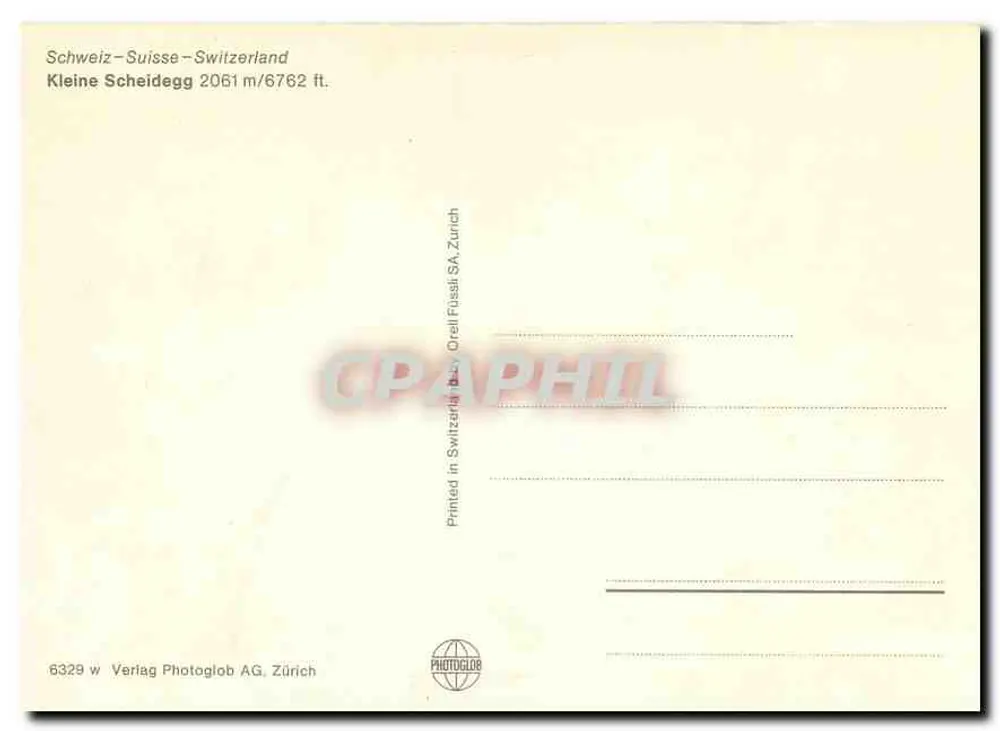 Skigebiet Kleine Scheidegg — Suíça — editor Verlag Photoglob AG, Zürich, n° 6329 - Verso