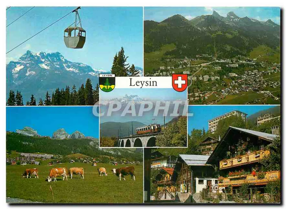 Leysin — vista panorâmica — Edition Photoglobe SA, Zurich/Neveu - Frente