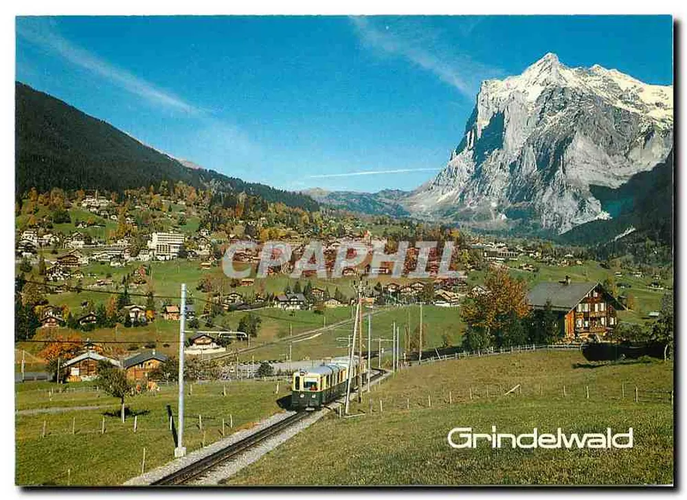 Grindelwald — vista panorâmica com o Wetterhorn — Verlag Photoglob AG, Zurique - Frente