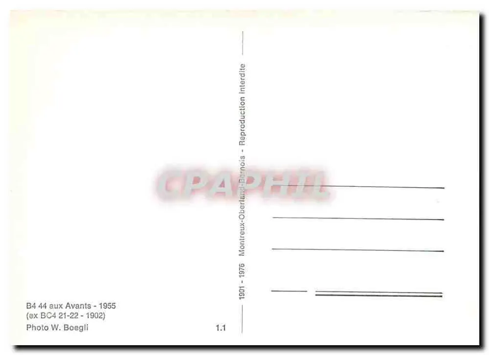 भाप ट्रेन B4 44 — मॉन्ट्रियू-ओबर्टन - 1955 — फोटो W. बोएग्ली - पीछे