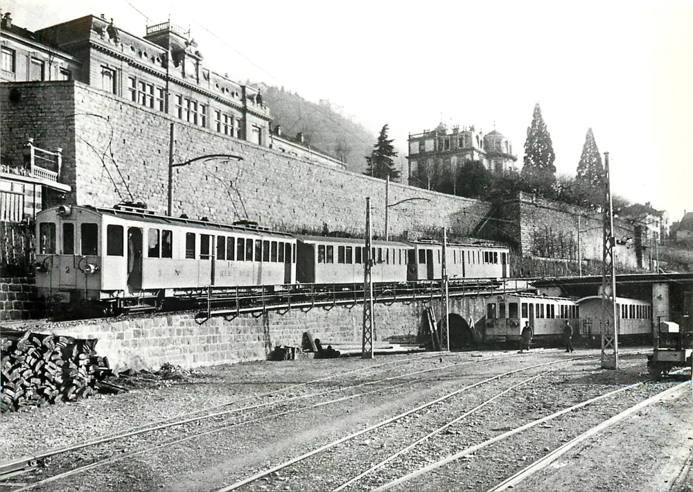 Depot van Montreux in 1902 — Coll. MOB - Voorkant