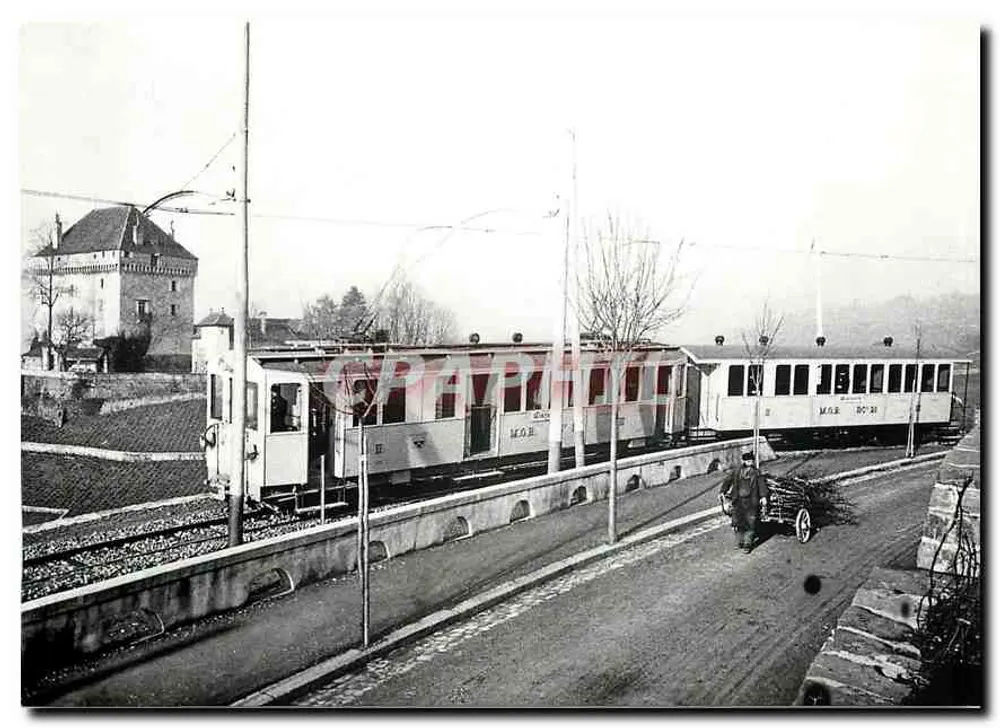 Montreux - Schloss Châtelard — Zug nach Montreux am P.N. der Colondailles - 1902 - Vorderseite