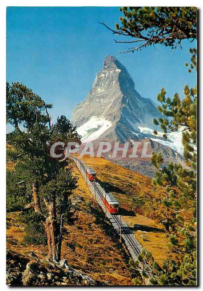 जरमैट, गोर्नरग्रैटबाहन के साथ मैटरहॉर्न — 4477 मीटर — ए. पेरेनी-बारबेरिनी - आगे