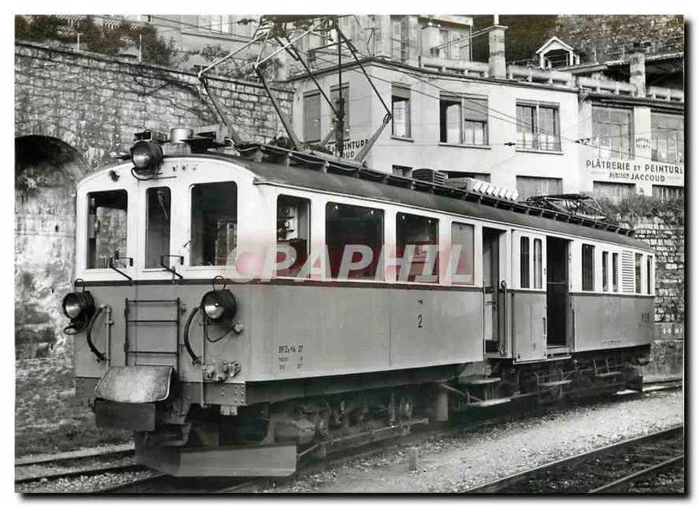 Tramway BFZe 4/4 27 em Montreux — 1960 — Foto J-L. Rochaix - Frente