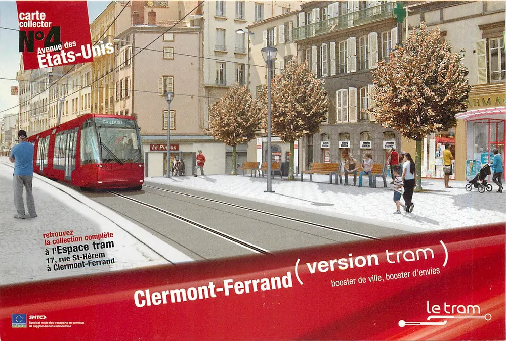 Clermont-Ferrand — Avenue des États-Unis — le tram - Recto