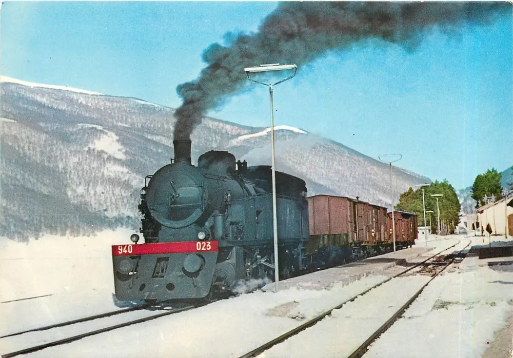 Locomotive à vapeur F.S. Gr. 940-023 — Treno Merci Sulmona - Castel di Sangro — Ed. Ferro - Recto