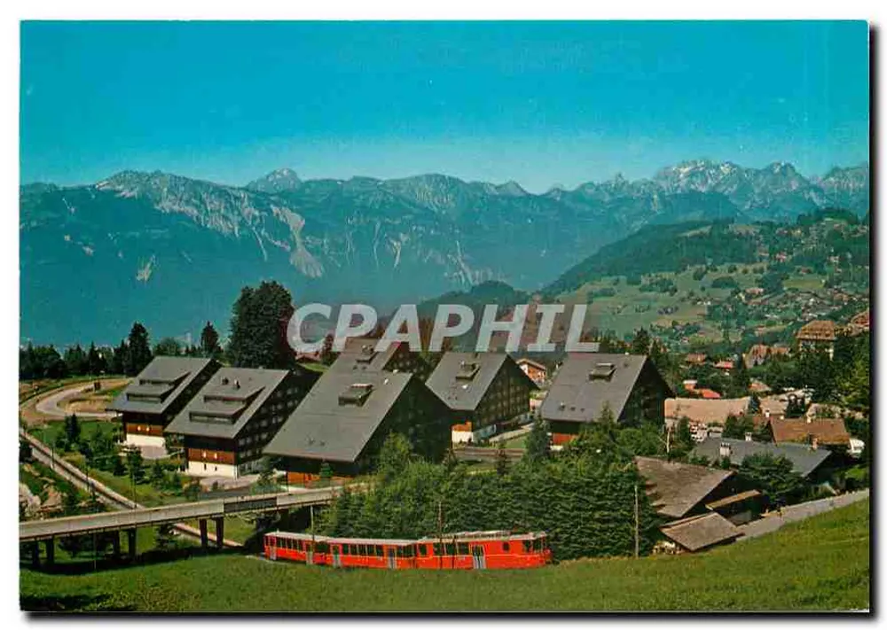 Villars — vista panorâmica com teleférico — Edição Perrochet - Frente