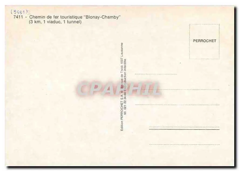 Touristenzug Blonay-Chamby — Touristischer Eisenbahnweg "Blonay-Chamby" — Edition PERROCHET - Rückseite