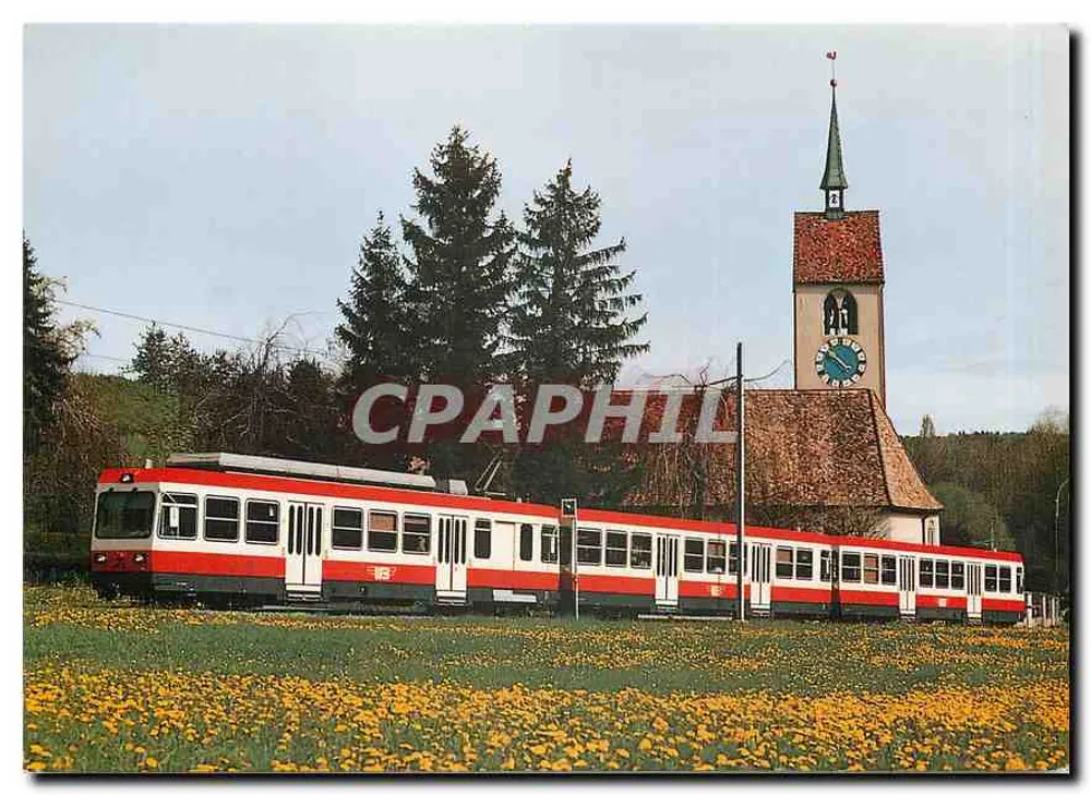 Tramway de Waldenburgerbahn — devant l'église Saint-Pierre d'Oberdorf — Dietsch AG, 4437 Waldenburgerbahn - Recto