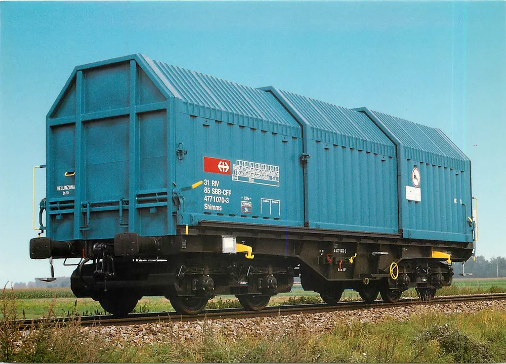 Wagon für Stahlrollen von Shimms — 31 85 477 1070-3 — SBB-CFF - Vorderseite