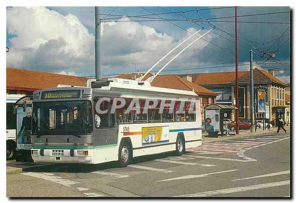 Trolleybus à Saint-Étienne — Transports Urbains de Saint-Étienne, n° 447 — éditeur Amis du Rail du Forez - Recto