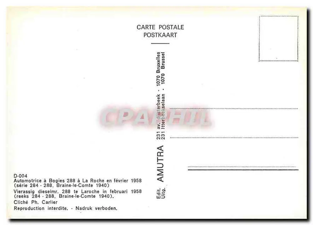 Melreux-Laroche — Automotrice à Bogies 288 im Februar 1958 — Édit. Utra, Braine-le-Comte - Rückseite