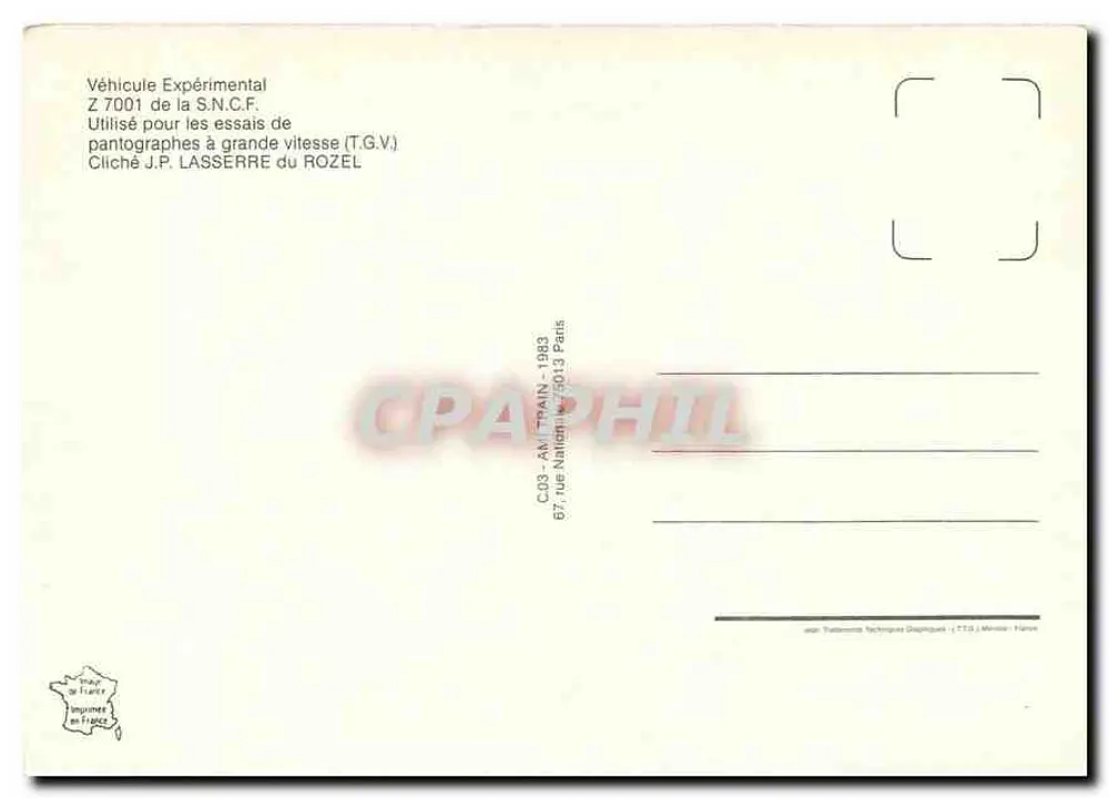 प्रयोगात्मक ट्रेन Z.7001 — SNCF — एडिटर C03-AM-TRAIN, पेरिस - पीछे