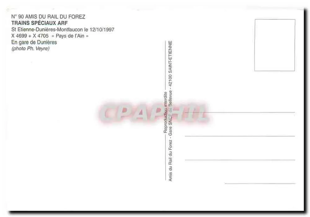 Bahnhof Dunières — SNCF-Zug 4699 — Amis du Rail du Forez - Rückseite