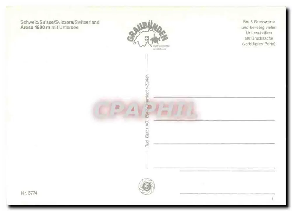 Arosa — Gruss aus AROSA — Suter AG, Nr. 3774 - Verso
