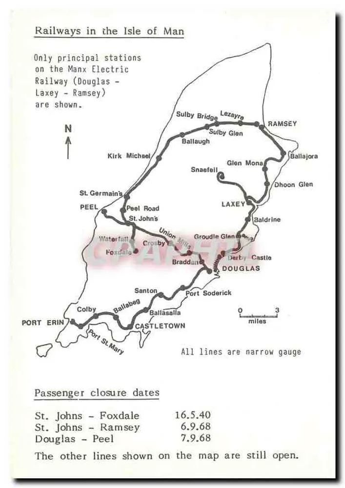 Zug Nr. 8 an der Ramsey-Station — Insel Man — Schienenkarten - Rückseite