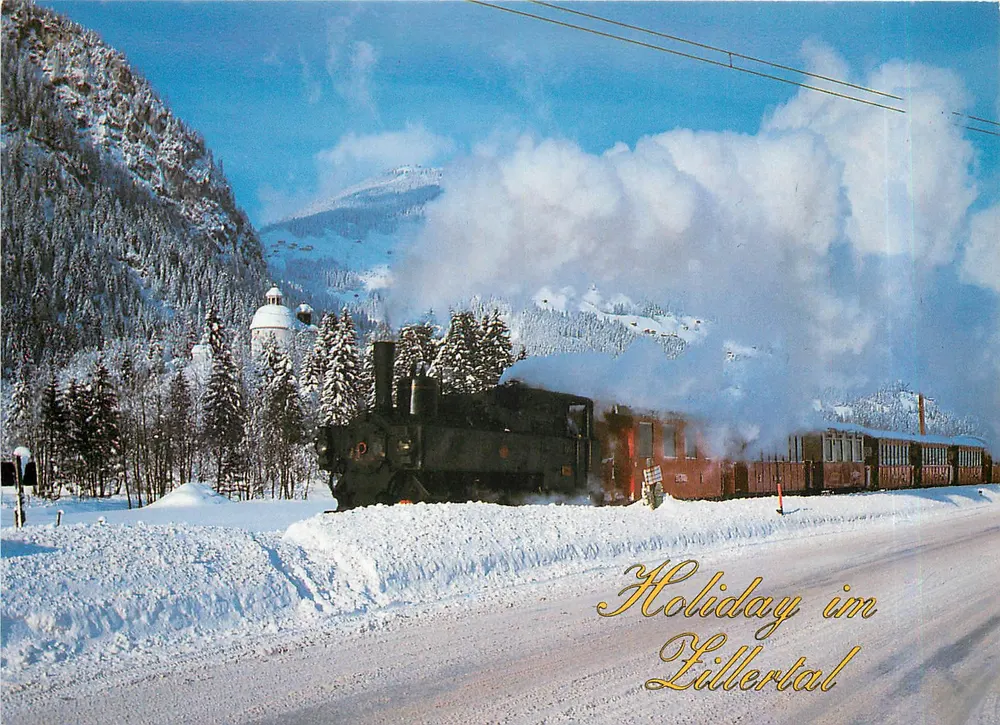 Treno innevato — Zillertal — editore Burg Verlag Kufstein, n° 71-10.080 - Recto