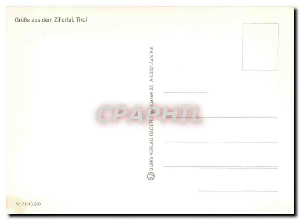 Treno innevato — Zillertal — editore Burg Verlag Kufstein, n° 71-10.080 - Verso