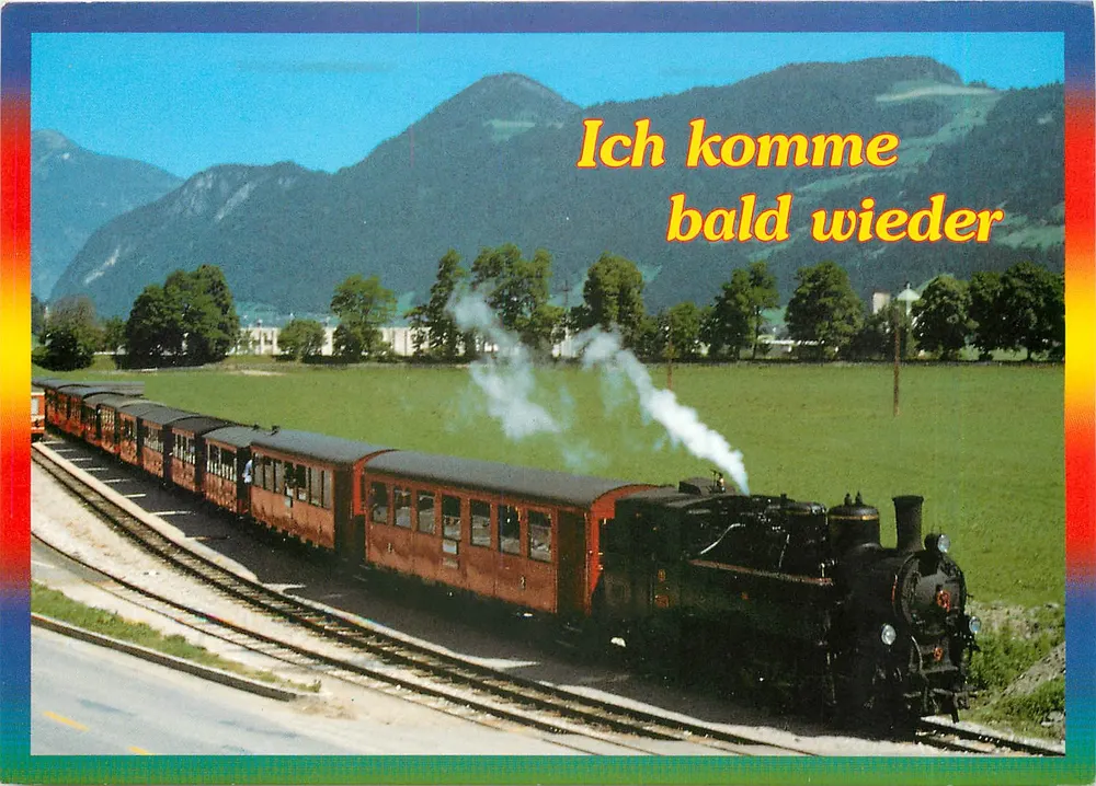 Trem a vapor na montanha — Ich komme bald wieder — Aldpine Luftbild Innsbruck - Frente