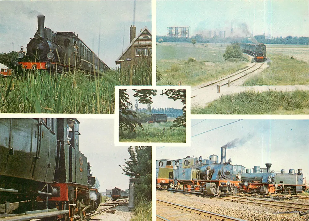 Locomotivas a vapor no depósito de Goes — Stichting Stoomtram Goes Borsele, 1975 - Frente
