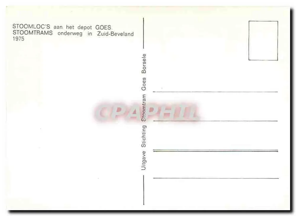 Locomotivas a vapor no depósito de Goes — Stichting Stoomtram Goes Borsele, 1975 - Verso
