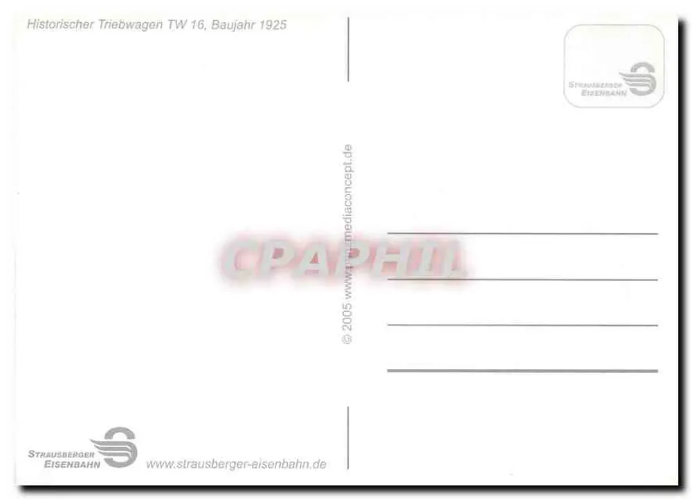 Strausberger Eisenbahn — Tramway historique TW 16 — éditeur Strausberger Eisenbahn - Verso