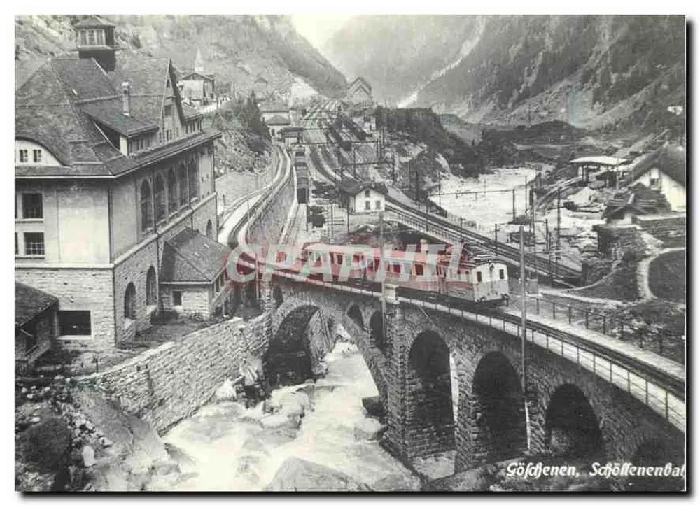 Göschinen, Schöllenenbahn — SchB-Zug auf dem Reussviadukt — Foto Seylller - Vorderseite