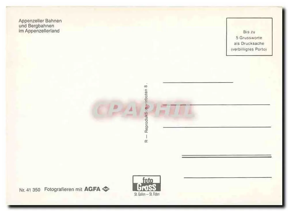 Alpstein — paysages et transports — ALPSTEIN - Verso