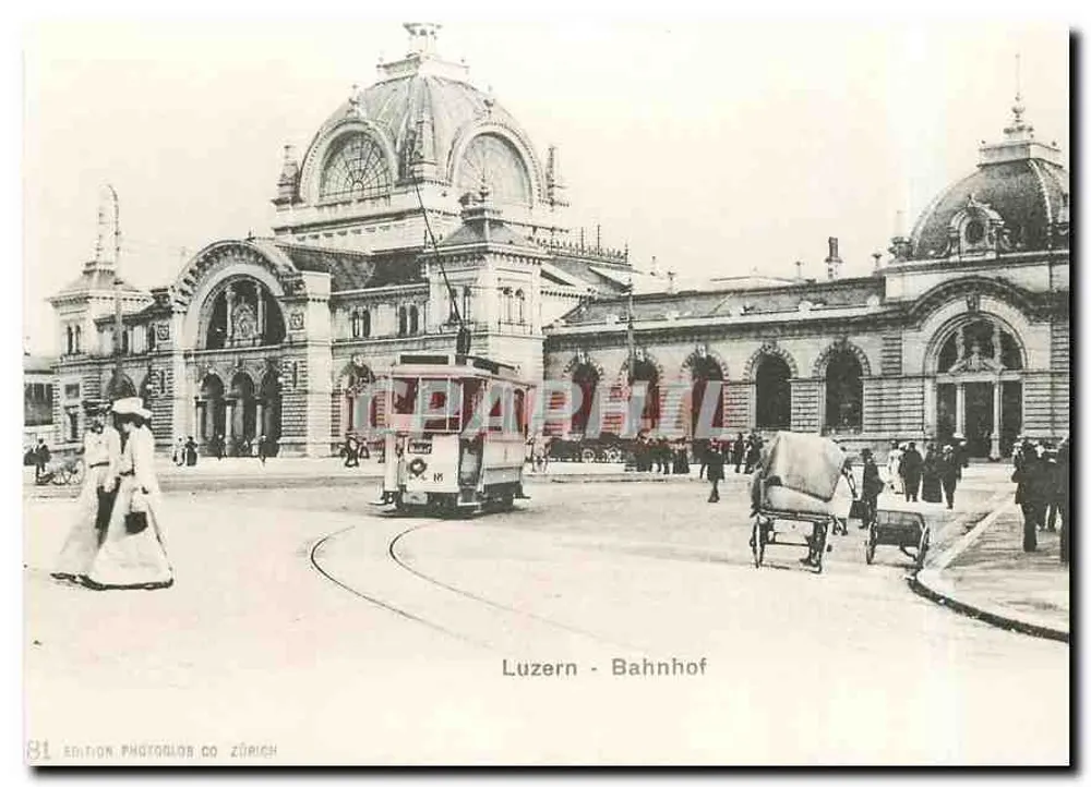 Lucerna - Estação Ferroviária — vista da estação no início do século — edição Photolos Co Zürich, n°81 - Frente