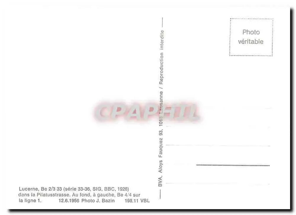Lucerna - Trem da linha 2 - BAHNHOF - editor BVA, série 33-36 - Verso