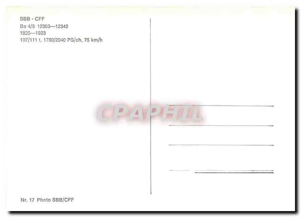 विद्युत लोकोमोटिव Be 4/6 12330 — SBB-CFF — श्रृंखला 12303-12342 - पीछे