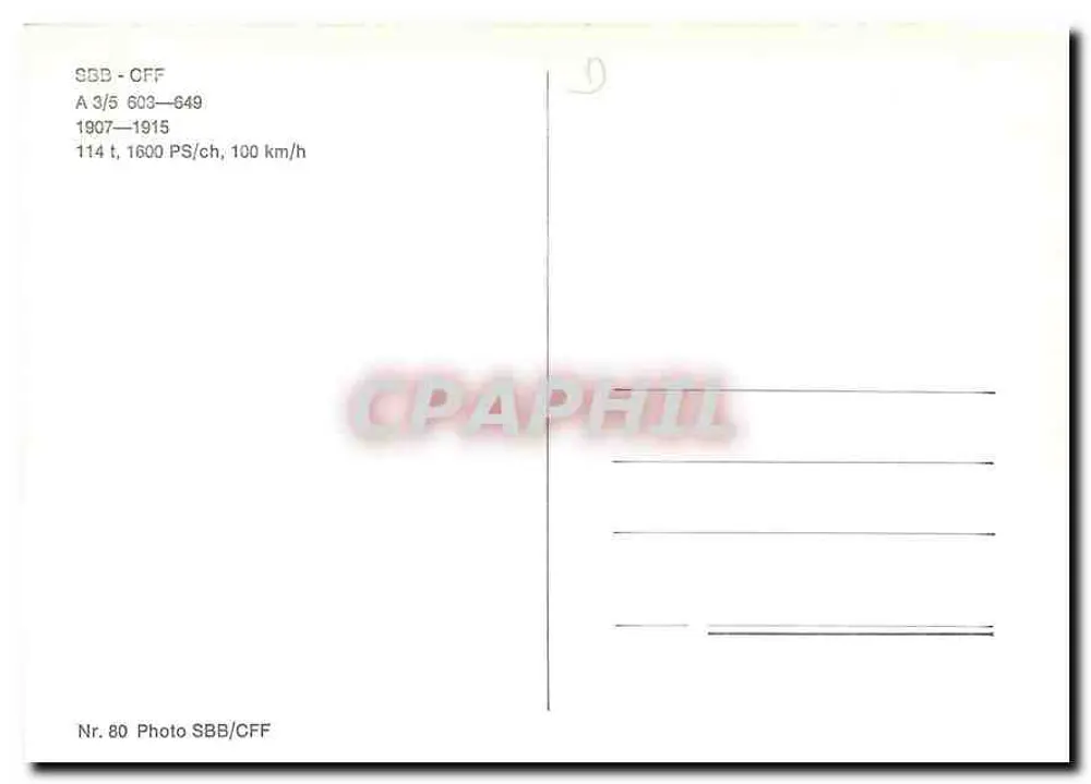 भाप लोकोमोटिव SBB-CFF - श्रृंखला A 3/5 - संख्या 604 - 1907-1915 - पीछे