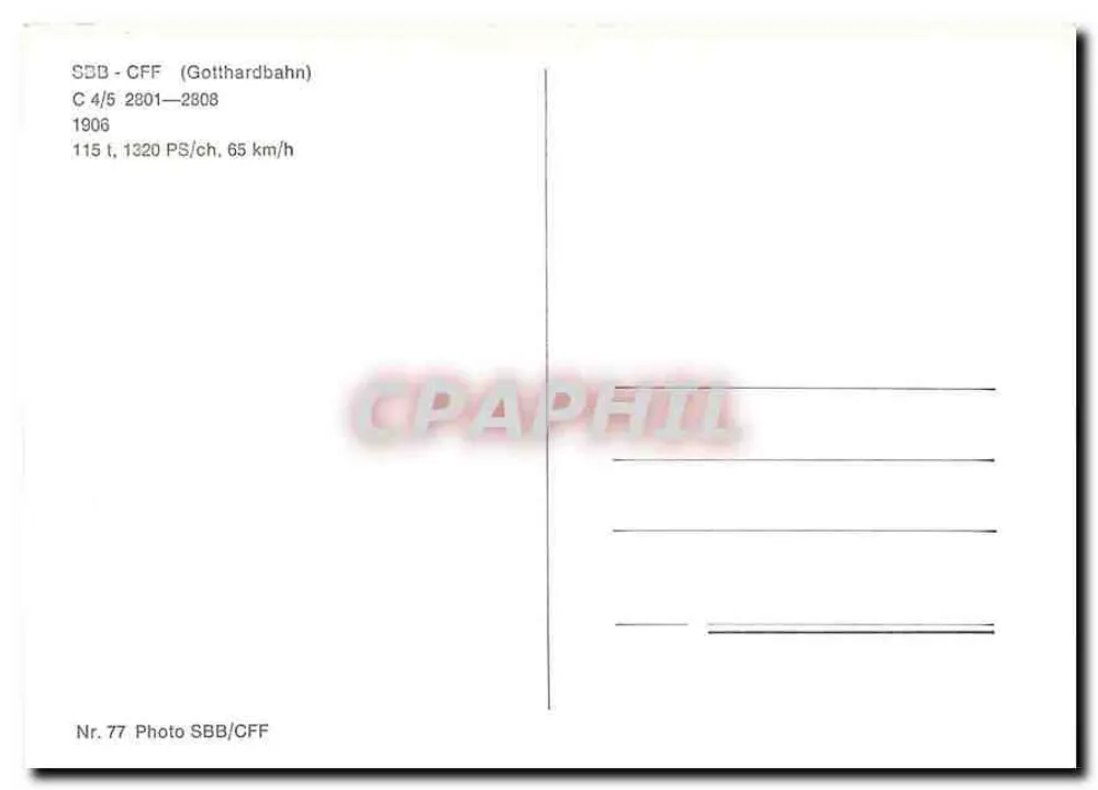 लोकोमोटिव C 4/5 2807 — SBB-CFF Gotthardbahn — फोटो SBB/CFF संख्या 77 - पीछे