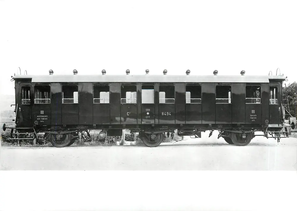 सी-3 8494 ट्रेन यात्री SBB-CFF — 1964 में सेवा से बाहर — फोटो SBB/CFF संख्या 3780 - आगे