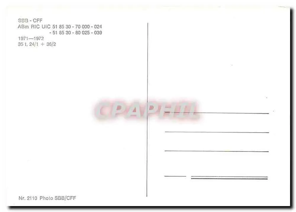 Train SBB/CFF — wagon ABm RIC 51 85 30 - 70 000 - 024 — SBB/CFF - Verso