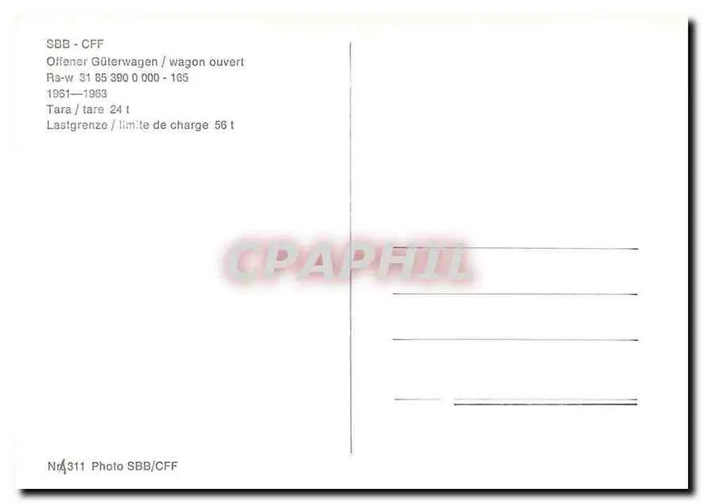 खुला वैगन SBB-CFF — Ra-w 31 85 390 0 000 - 165 — 1981-1983 - पीछे