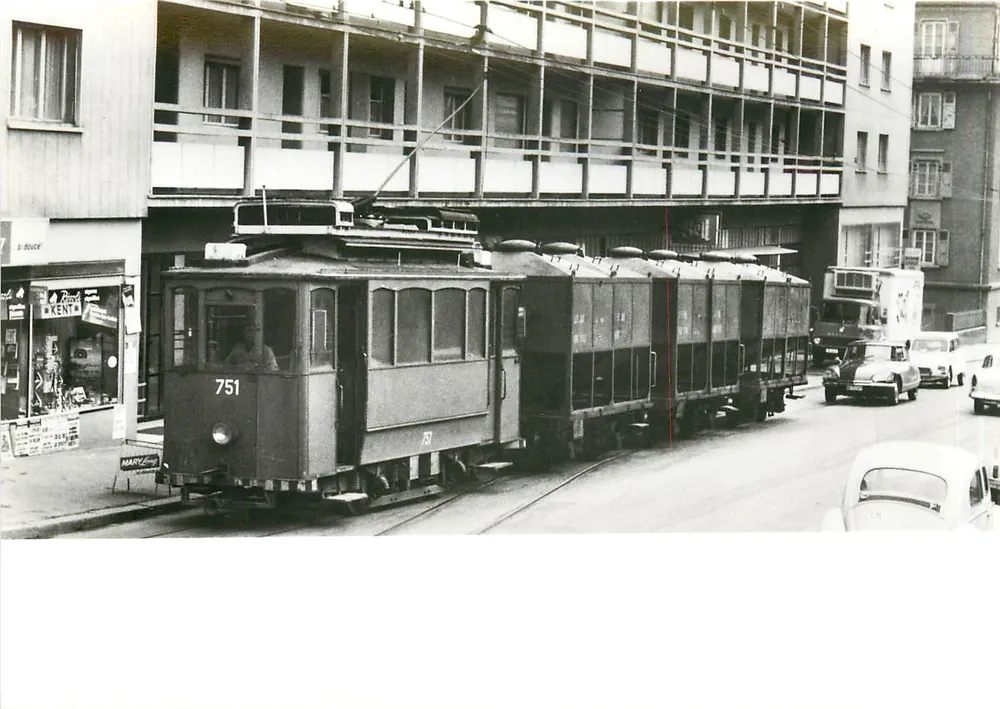 Frachtzug in der Avenue de Morges in Lausanne — 1970 — Touristischer Bahnhof Blonay-Chamby, n°55.903 - Vorderseite