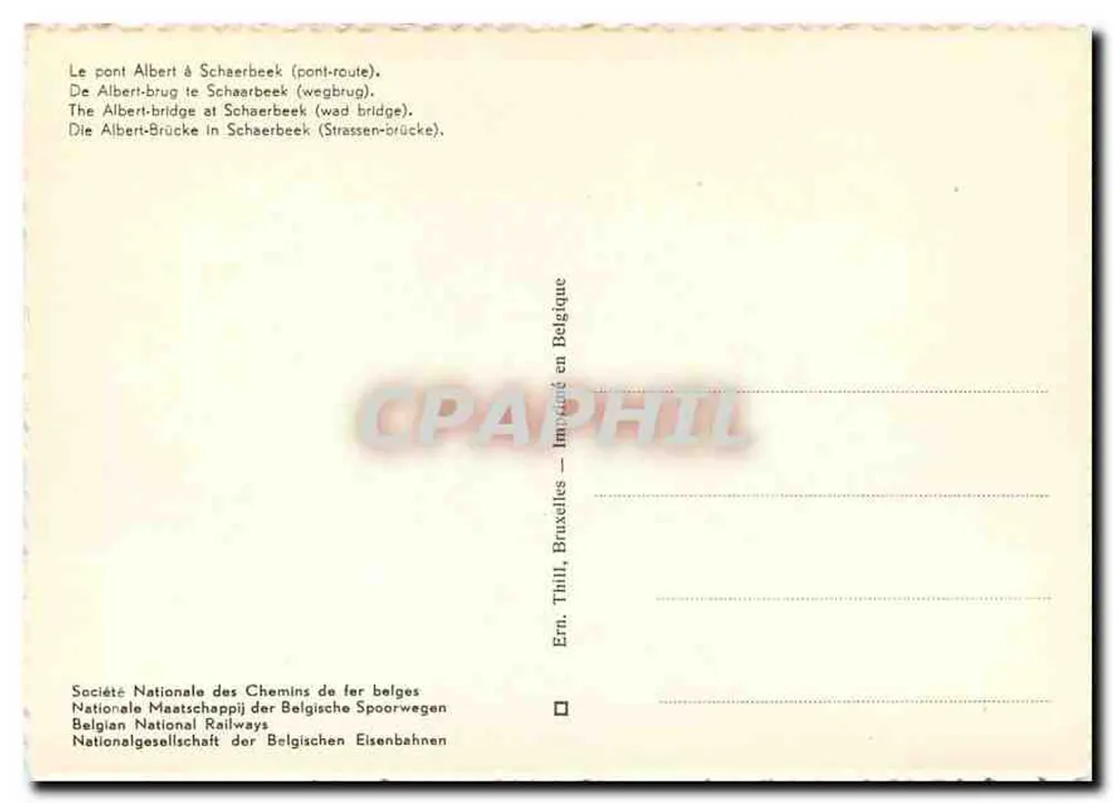 Ponte Albert em Schaerbeek — ponte-estrada — Ern. Thill, Bruxelas - Verso