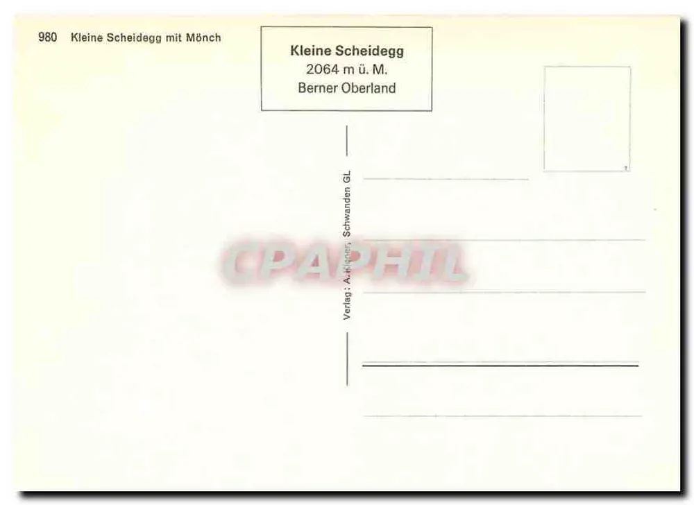 Kleine Scheidegg — vista com o Mönch — editor: Verlag Auhinger, Schwanden GL - Verso