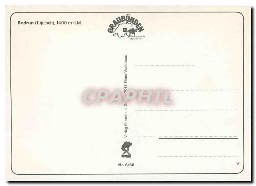 Sedrun — vista panorâmica e atividades invernais — Photohaus Gagli, n°6/66 - Verso