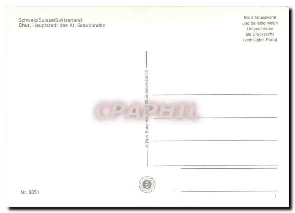 Chur — Saudação de Chur — Rud. Suter AG, Zürich - Verso