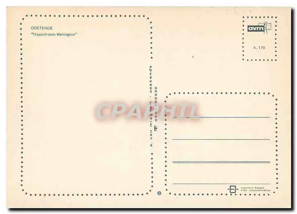 Oostende — Hipódromo Wellington — editor AVM, n° 179 - Verso