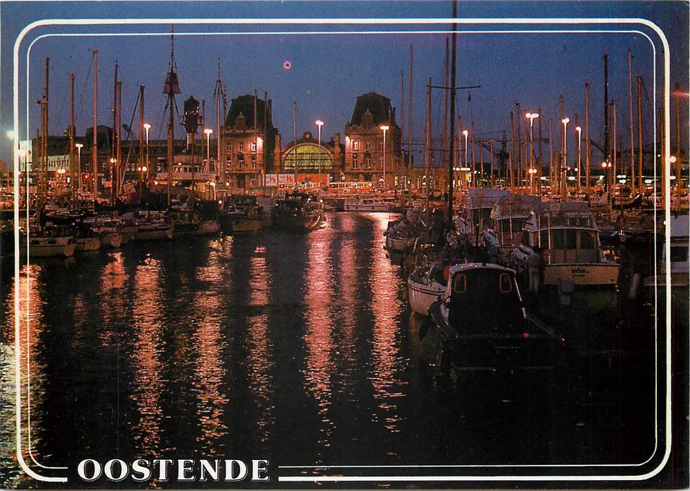 Oostende — O porto ao entardecer — a. van mieghem - oostende - Frente