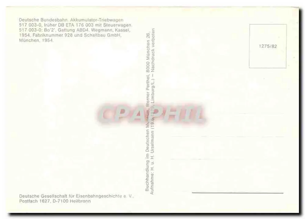 배터리 전동 기차 — Deutsche Bundesbahn 517 003-0 — Werner Perthel, Limburg/Laach - 뒷면