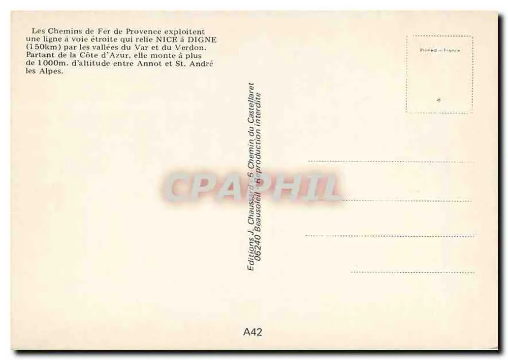 O Outono em Malaussène — Ferrovia da Provença — Edições J. Chaussois - Verso
