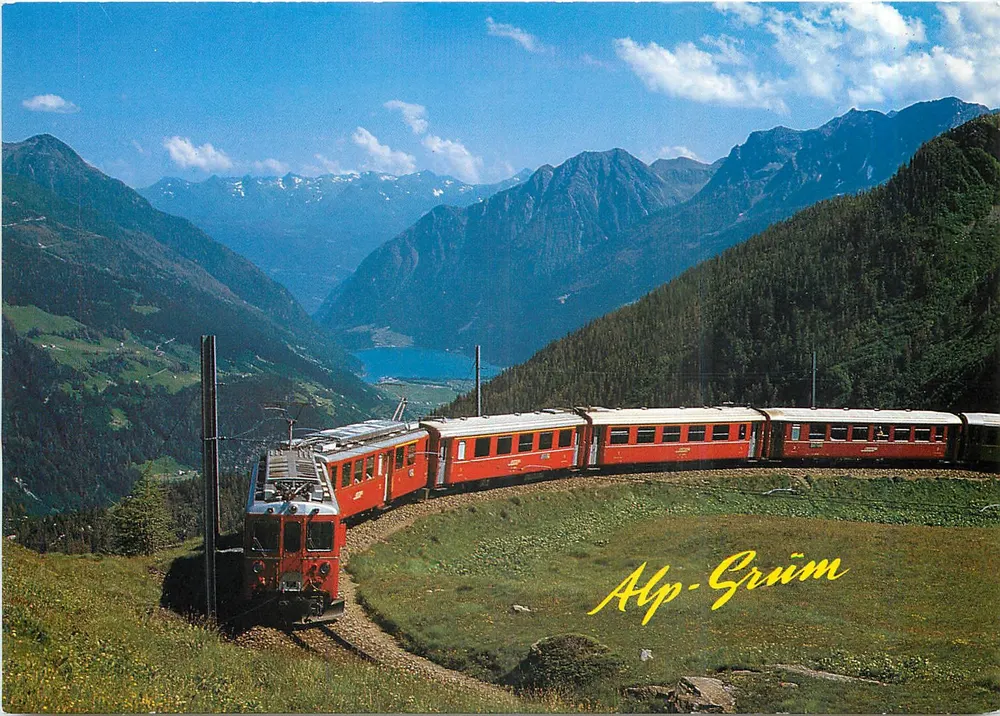 Zug der Rhätischen Bahn — Alp-Grüm — Graubünden AG - Vorderseite